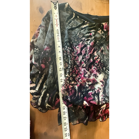 West Kei Vintage Y2K Womens Sheer Paisley Lace Flutter Blouse Size L Whimsygoth - Picture 11 of 11